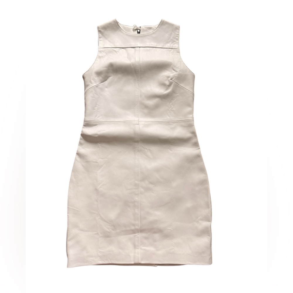 Women’s White Real Leather Sleeveless Dress XS